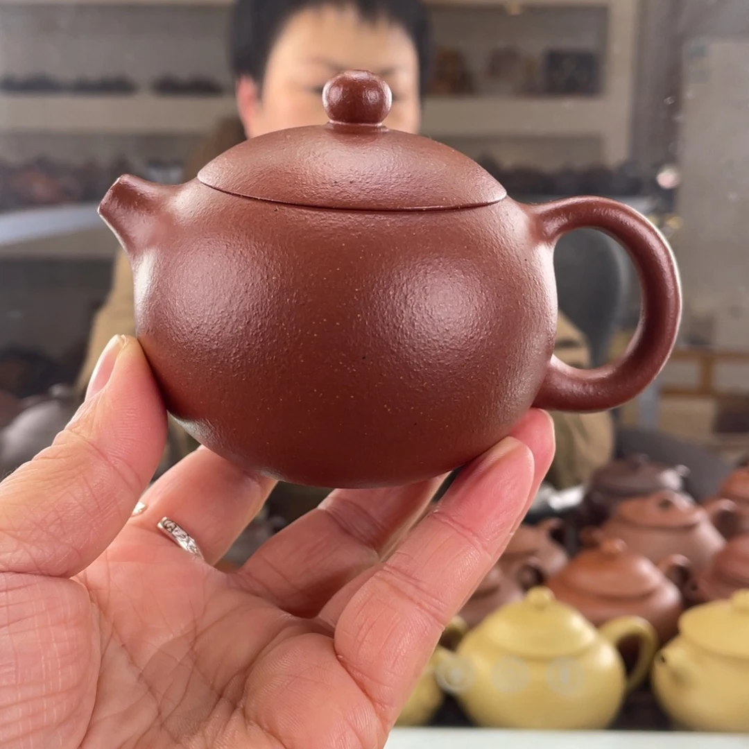 紫砂茶壶挑纯红降坡西施160cc
