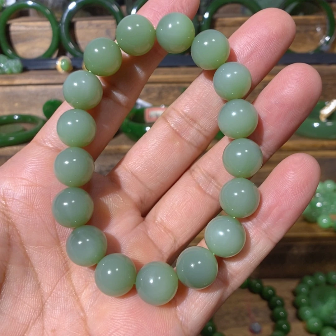 【闪购商品】吊坠(不含链)未镶嵌和田玉俄料粉青手串 11