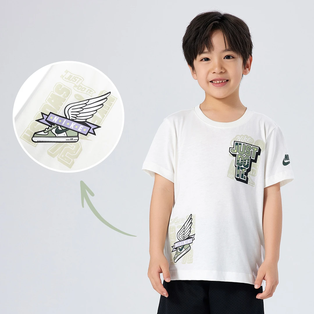 Nike耐克儿童童装男女童夏季新款休闲圆领短袖T恤上衣NKN-TE-M224