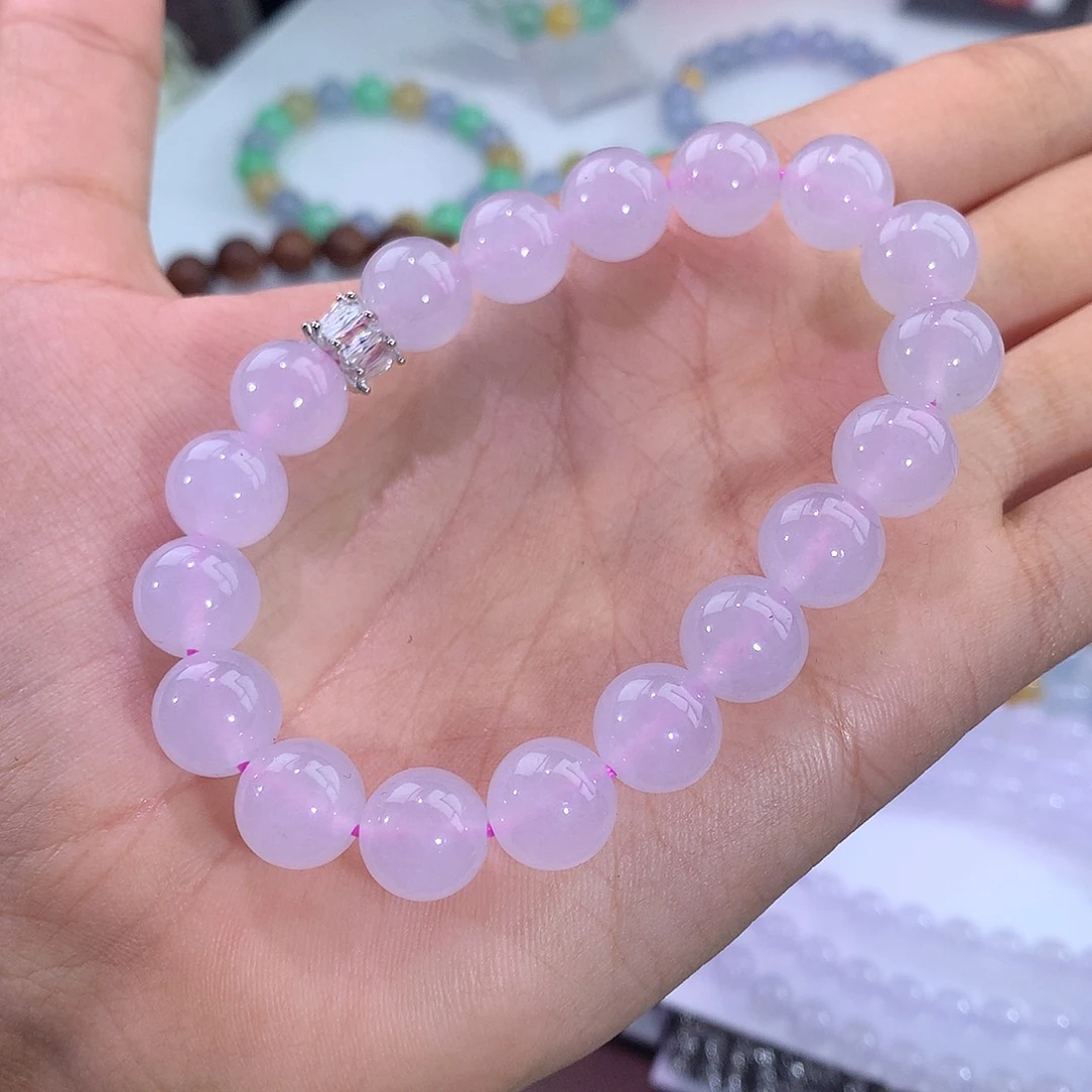 翡翠未镶嵌手链冰种浅粉手串