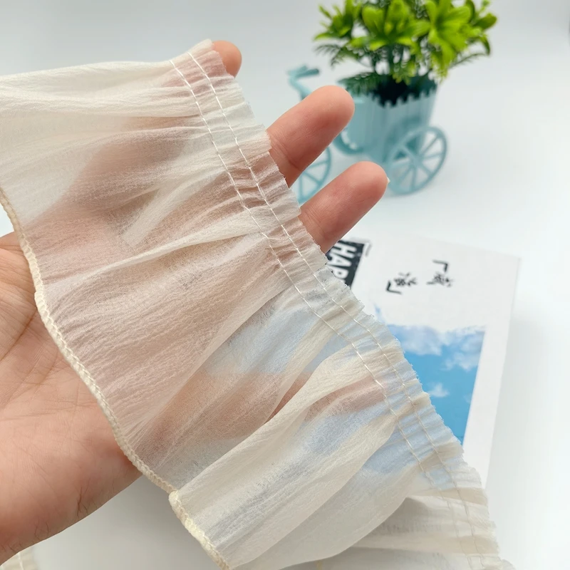 米色哑光木耳边纯色花边简约风格可作窗帘立边装饰蕾丝花边