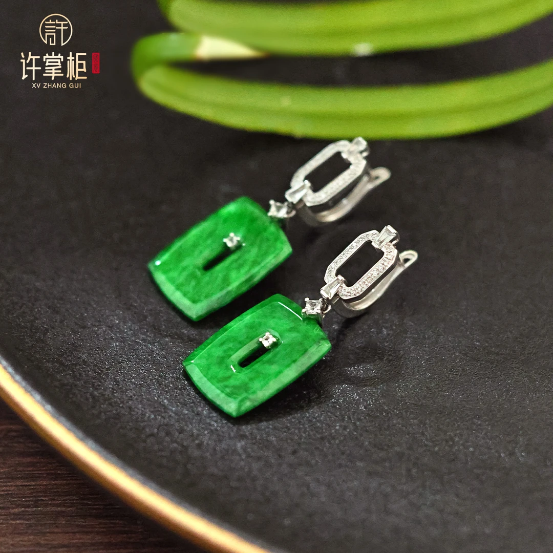 许掌柜｜18K金翡翠耳扣天然缅甸翡翠A货福贝配饰单个多样性随机发