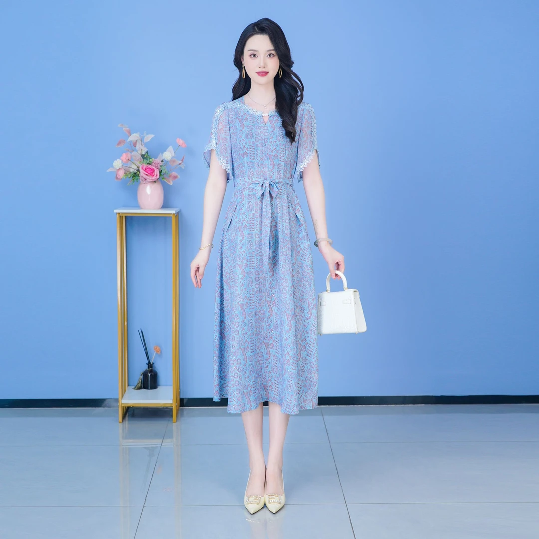 【SJYH2303】2025年夏季新款时尚优雅减龄连衣裙显瘦气质