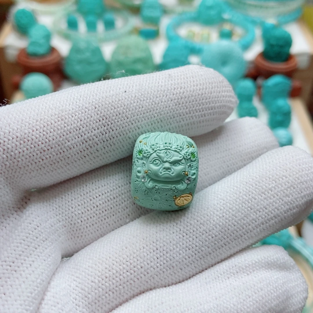 绿松石未镶嵌黑天珠子