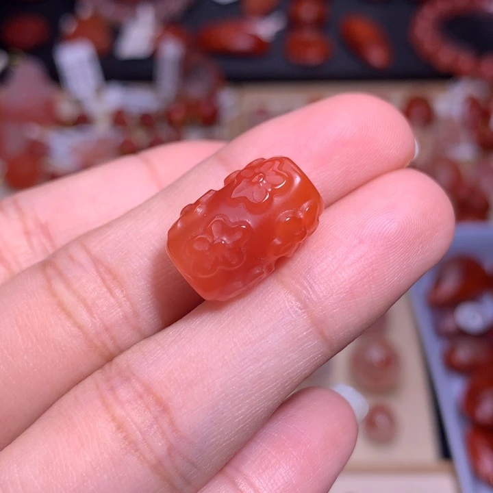 南红玛瑙未镶嵌珠宝半成品梅花桶珠