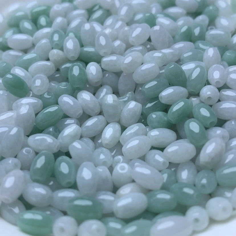 【闪购商品】未镶嵌手链翡翠卡4x6绿白米珠100颗