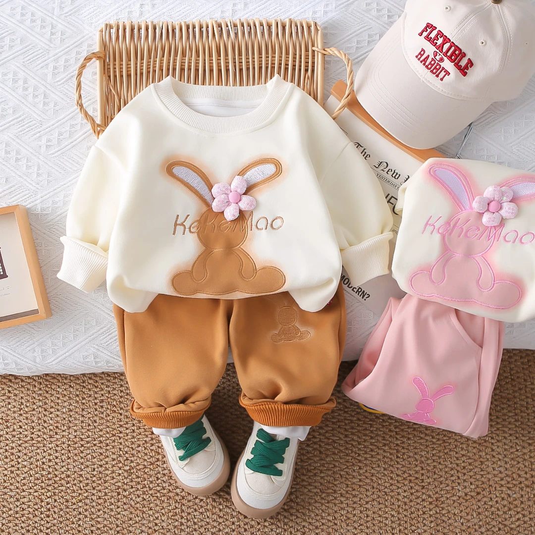 女宝宝秋装套装2025洋气新款女童休闲卫衣儿童春秋季衣服两件套