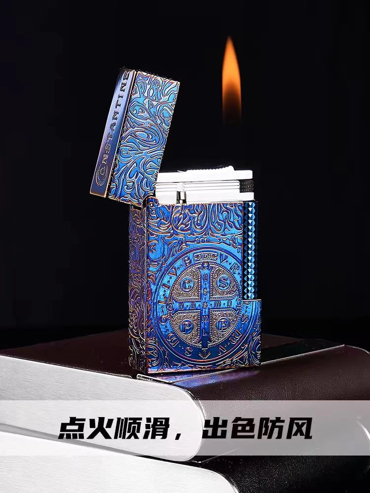 康斯坦丁熏金烤蓝黄铜一体朗声轻奢商务打火机