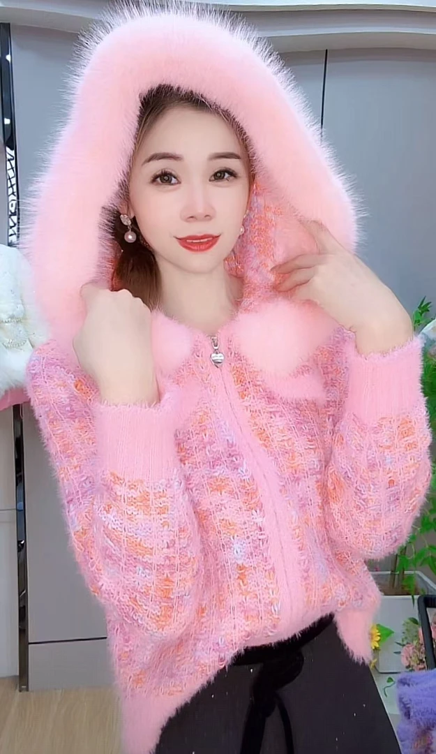 1488#秋冬款大毛领拉链外套