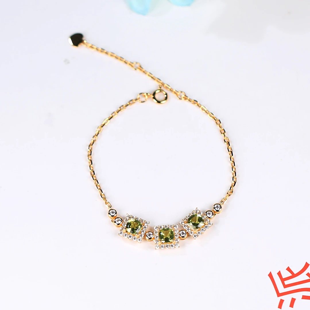 【麦子家族双11抢先购Y】天然橄榄石手链S925银时尚百搭礼物 D2935