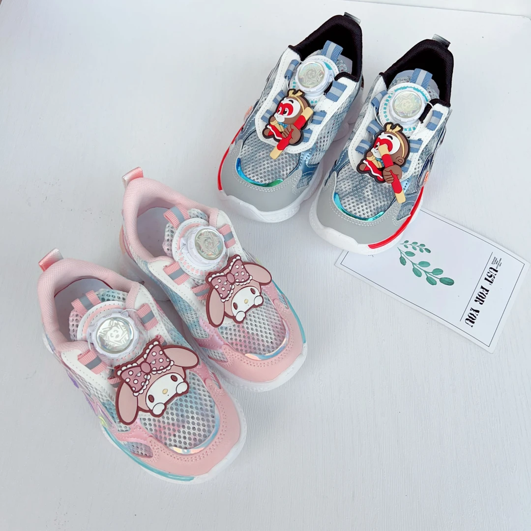 2025年春夏季新款男女童运动鞋科技旋转纽扣鞋透气网面老爹鞋跑步