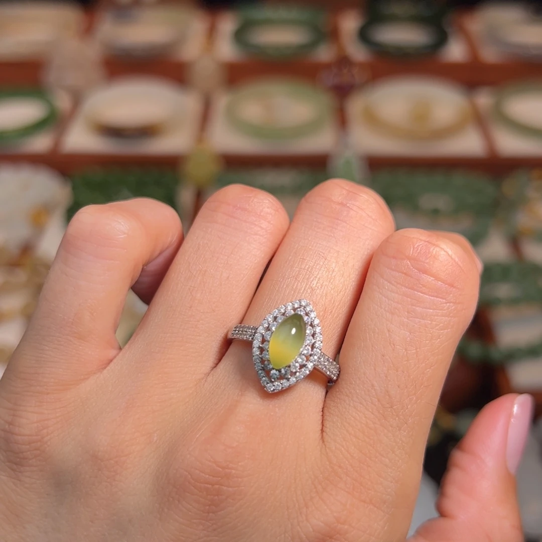 和田玉银S925镶嵌戒指