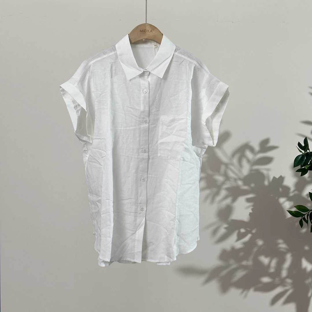30%亚麻70%天丝无袖衬衫（230594）