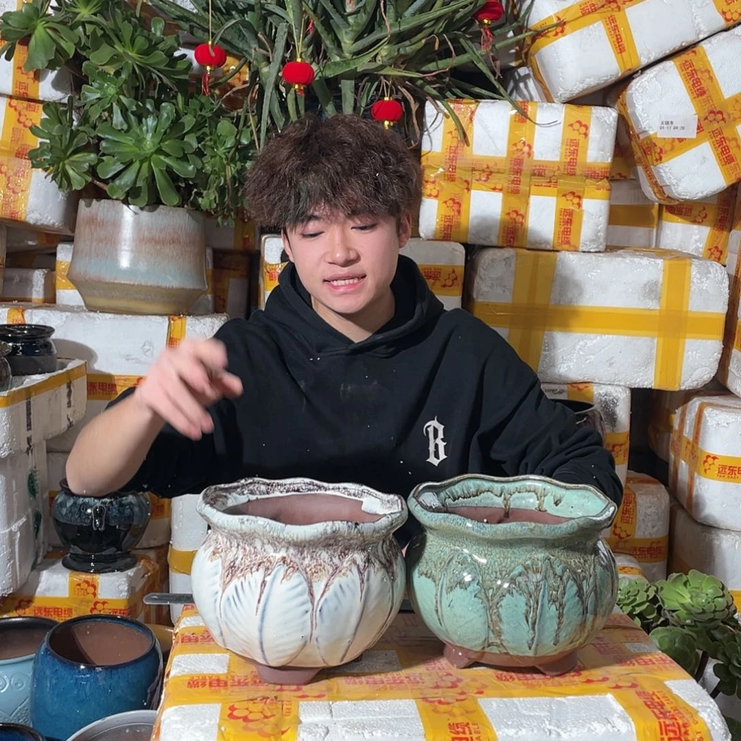 无铅玻璃宜兴紫砂花盆