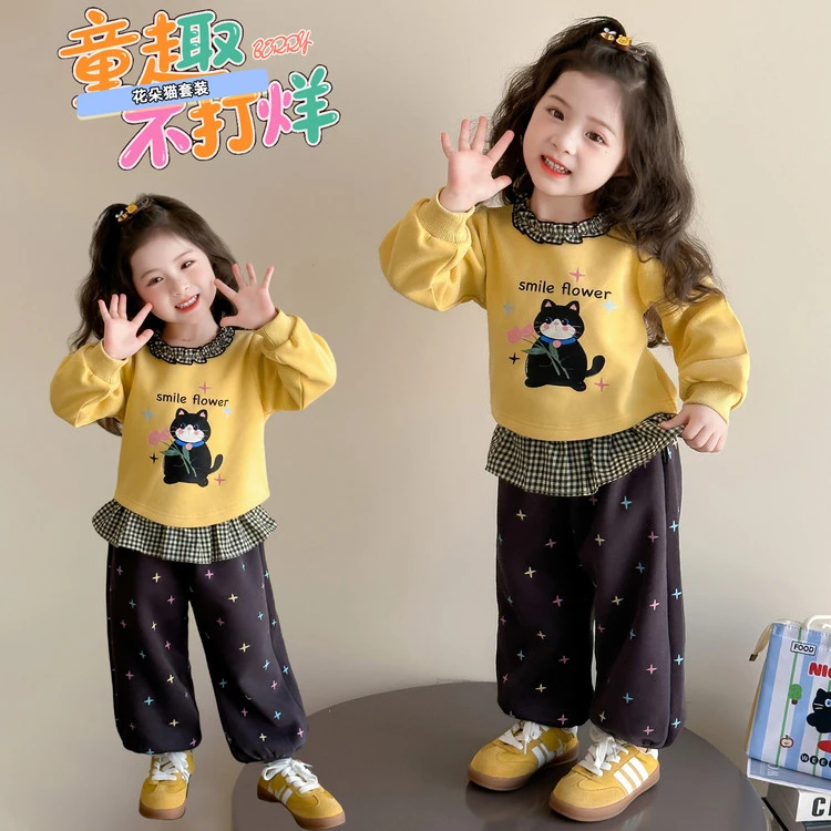 套装韩版春秋印花女童中小童