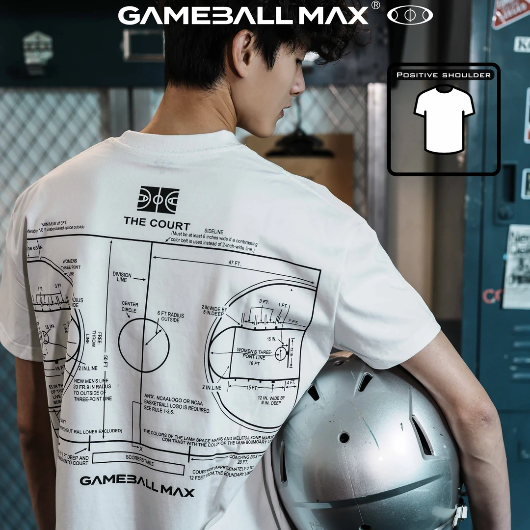 GAMEBALL球场美式正肩短袖索罗娜冰感面料运动潮流白T恤男女情侣