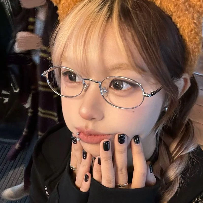 韩版潮复古小框金属圆形平光镜男细框架可配近视眼镜显脸小素颜女