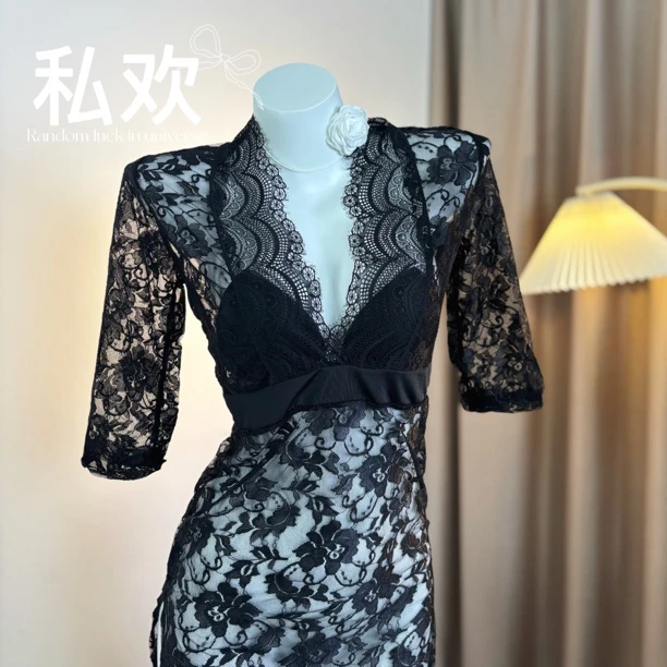 花间酒(80-220斤)古风旗袍性感连衣裙刺绣