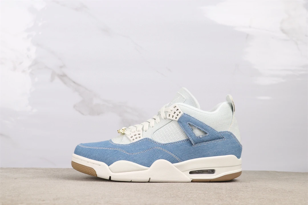 AJ4水洗丹宁高帮男鞋牛仔蓝新款透气篮球鞋运动鞋男子百搭潮鞋