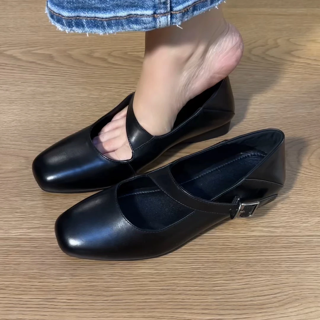 2025年新款复古风千金小皮鞋舒适不磨脚单鞋方头软底玛丽珍单鞋女