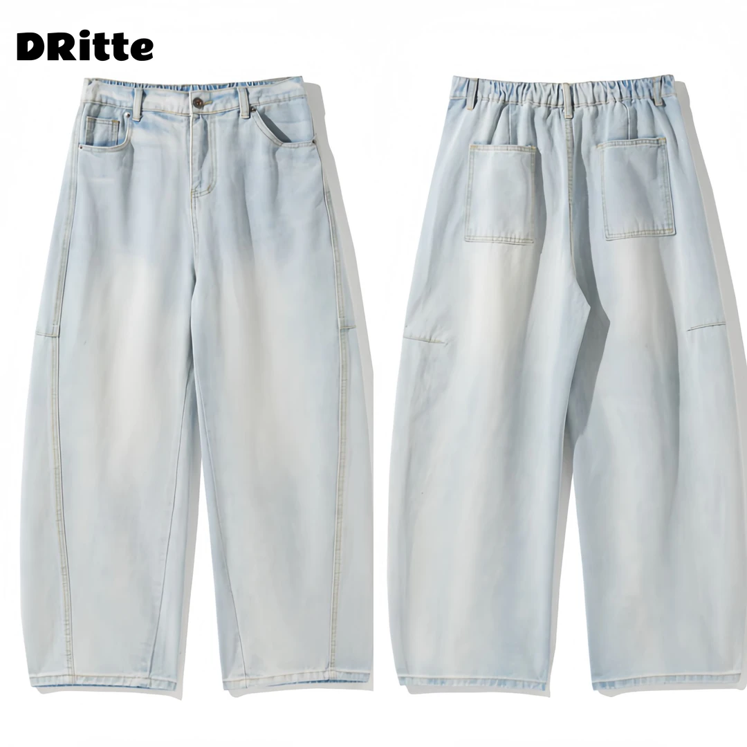 DRitte【弯刀】夏季vibe风时尚百搭高街显瘦水洗牛仔裤男女同款