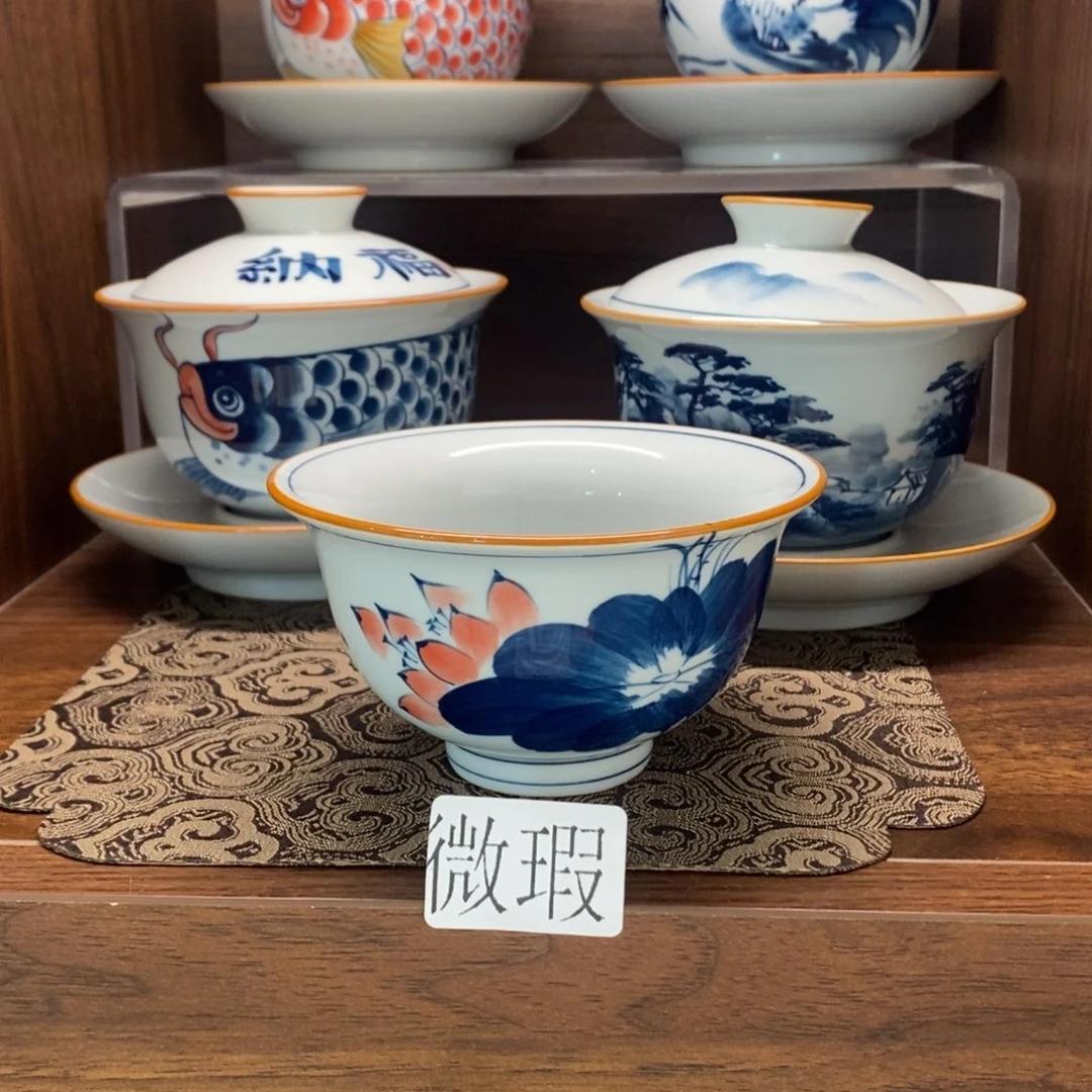 釉下彩老陶泥手工绘制