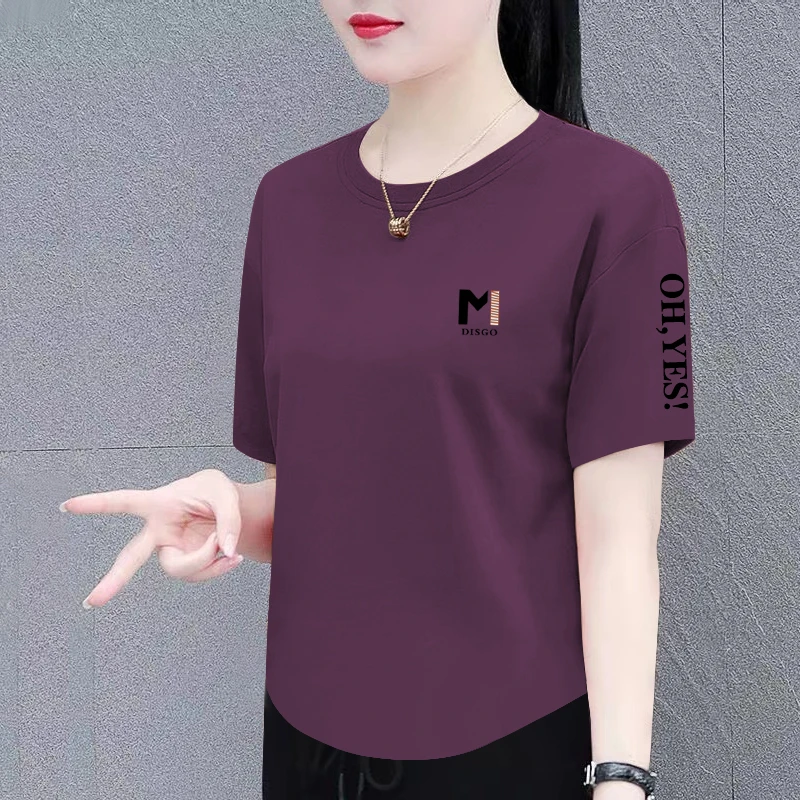 纯棉短袖t恤女夏季新款时尚百搭宽松显瘦大码女装遮肚上衣体恤衫