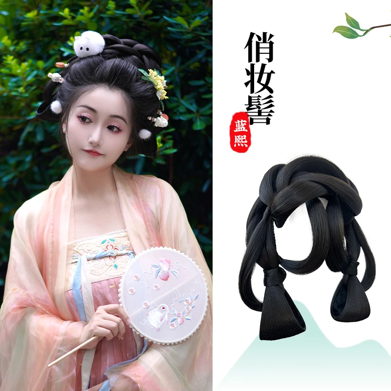 蓝熙亚莉 俏妆 玥玥 一体式全发丝双面佩戴发髻 日常中号配冠造型