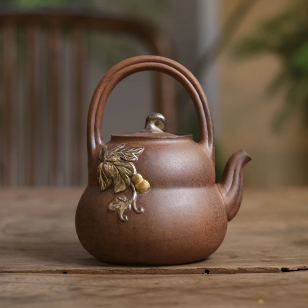 【宽窄】老岩泥-灰念-福禄提梁壶-380CC（Q3469）