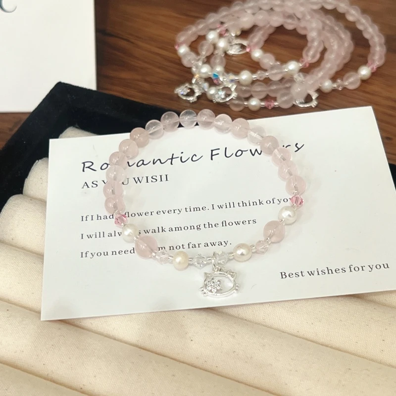 X737[猫猫头 ]冰墨粉淡水珍珠华子手链高端轻奢手串多样性发一