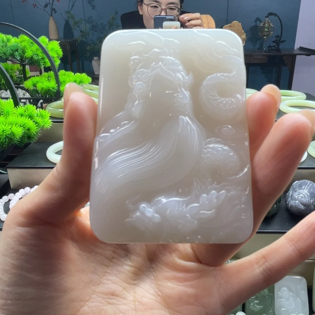 和田玉未镶嵌吊坠(不含链)羊脂白关公