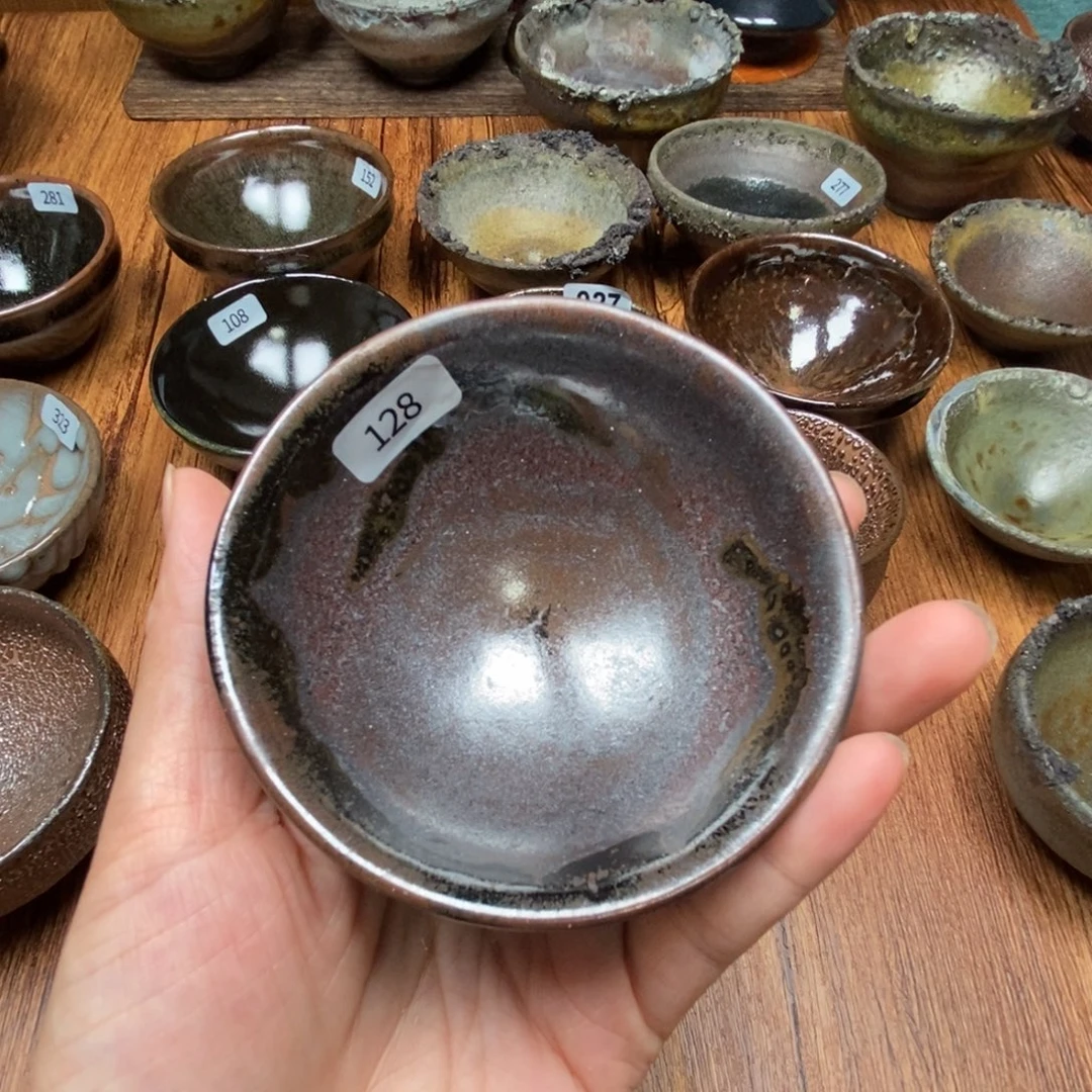柴烧建盏茶盏茶杯128