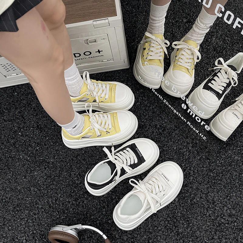 【NaNa】2025镂空透气增高时尚新款百搭小白鞋女鞋