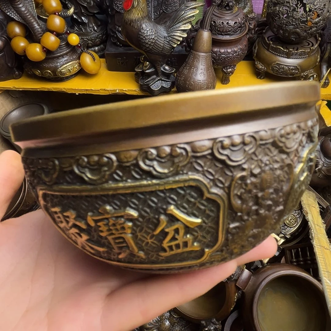 原矿风磨铜精雕摆件