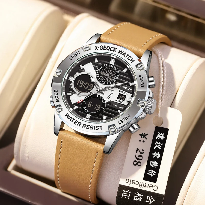 2025多功能大表盘手表复古休闲运动男士手表学生防水高颜值男手表