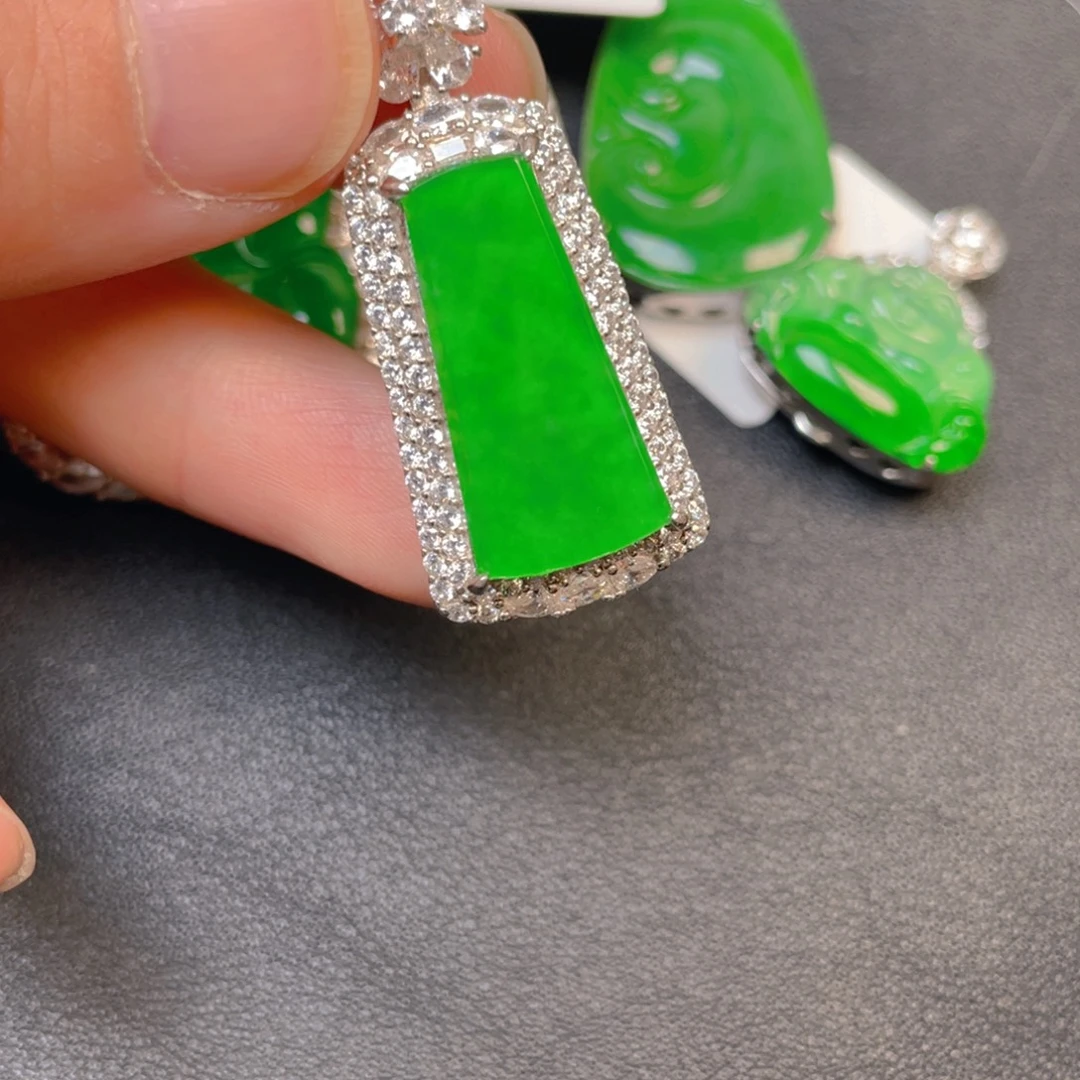 翡翠银S925镶嵌吊坠(不含链)