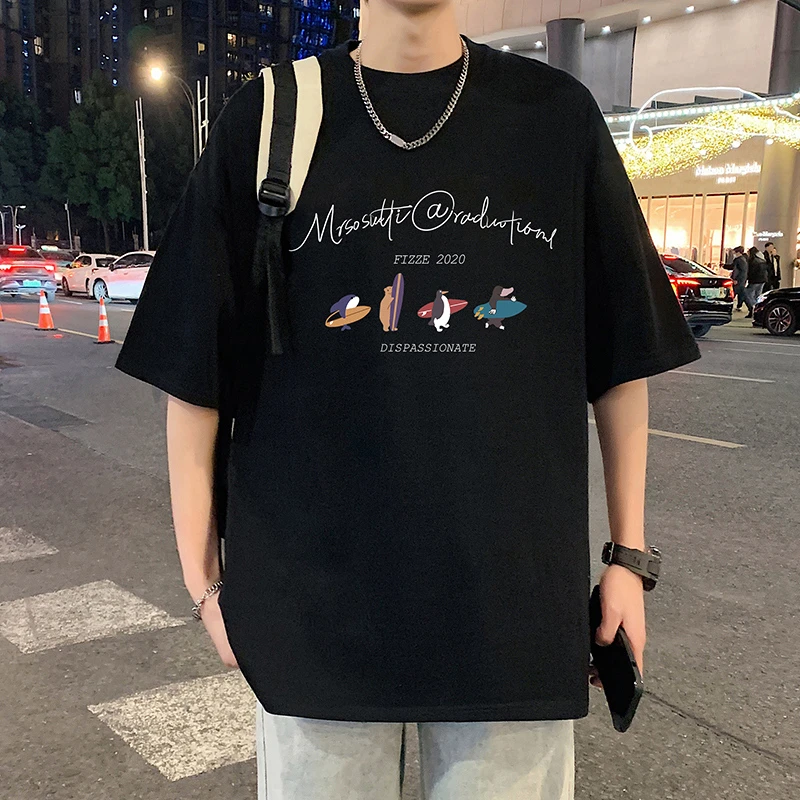 潮牌重磅纯棉短袖T恤男夏季新款宽松大码体恤港风美式休闲上衣