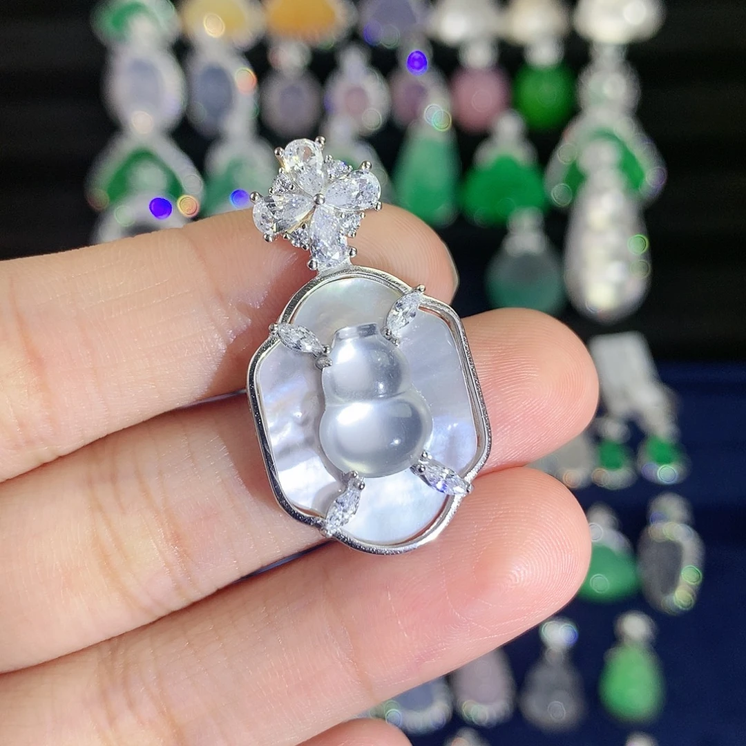 石英质玉银S925镶嵌颈饰