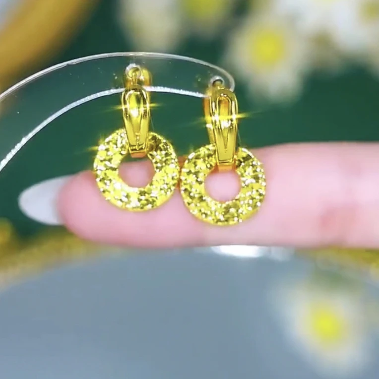 铜合金锆石耳饰 财运滚滚可拆卸两戴圆环耳环女2025新款耳圈耳饰