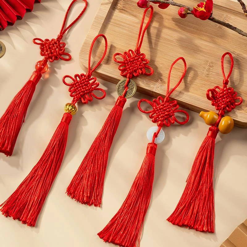 中国结挂件小号迷你装饰手工同心结平安扣挂线绳红色2025新款挂饰