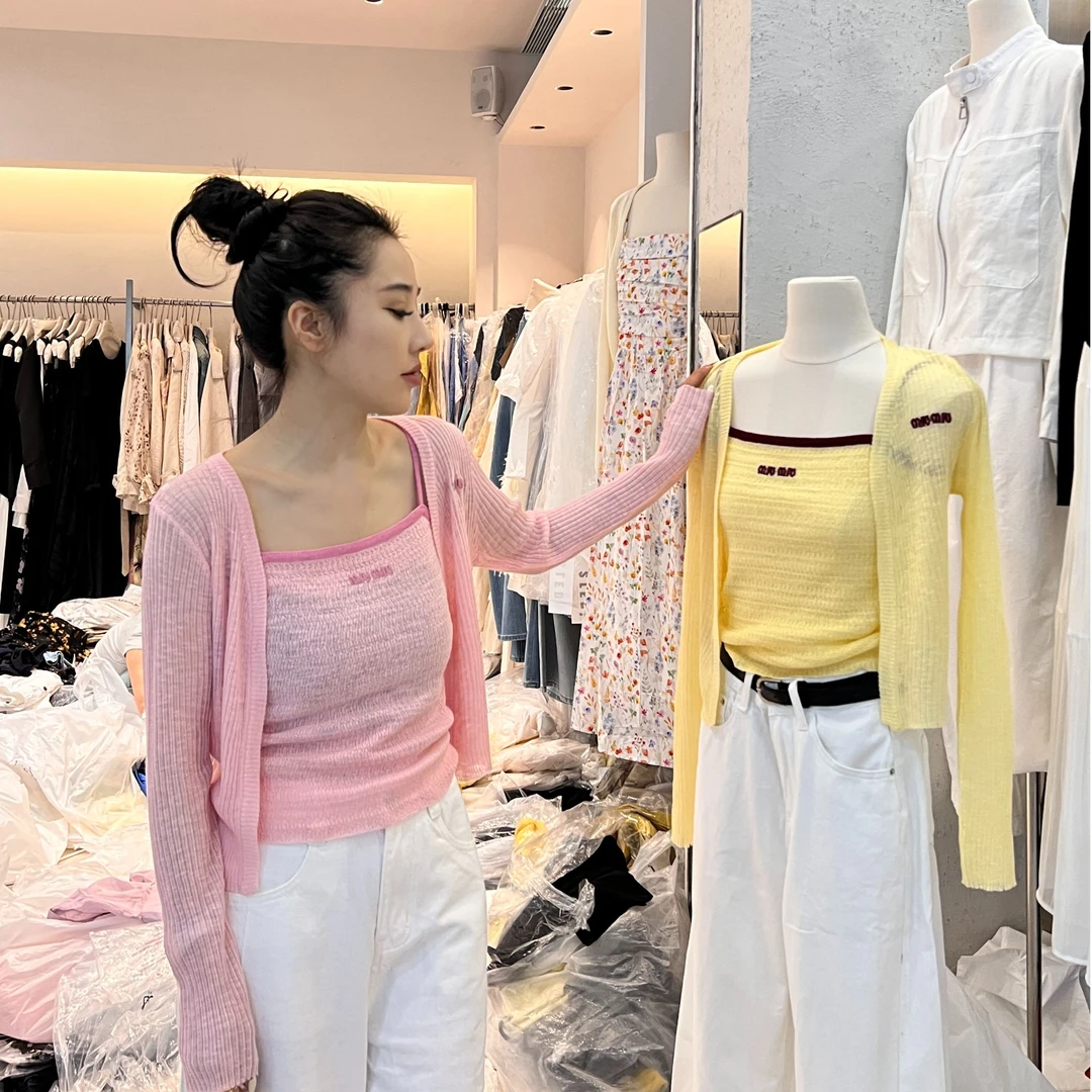 轻奢定制女装气质百搭针织吊带开衫防晒两件套夏装爆款清凉感套装