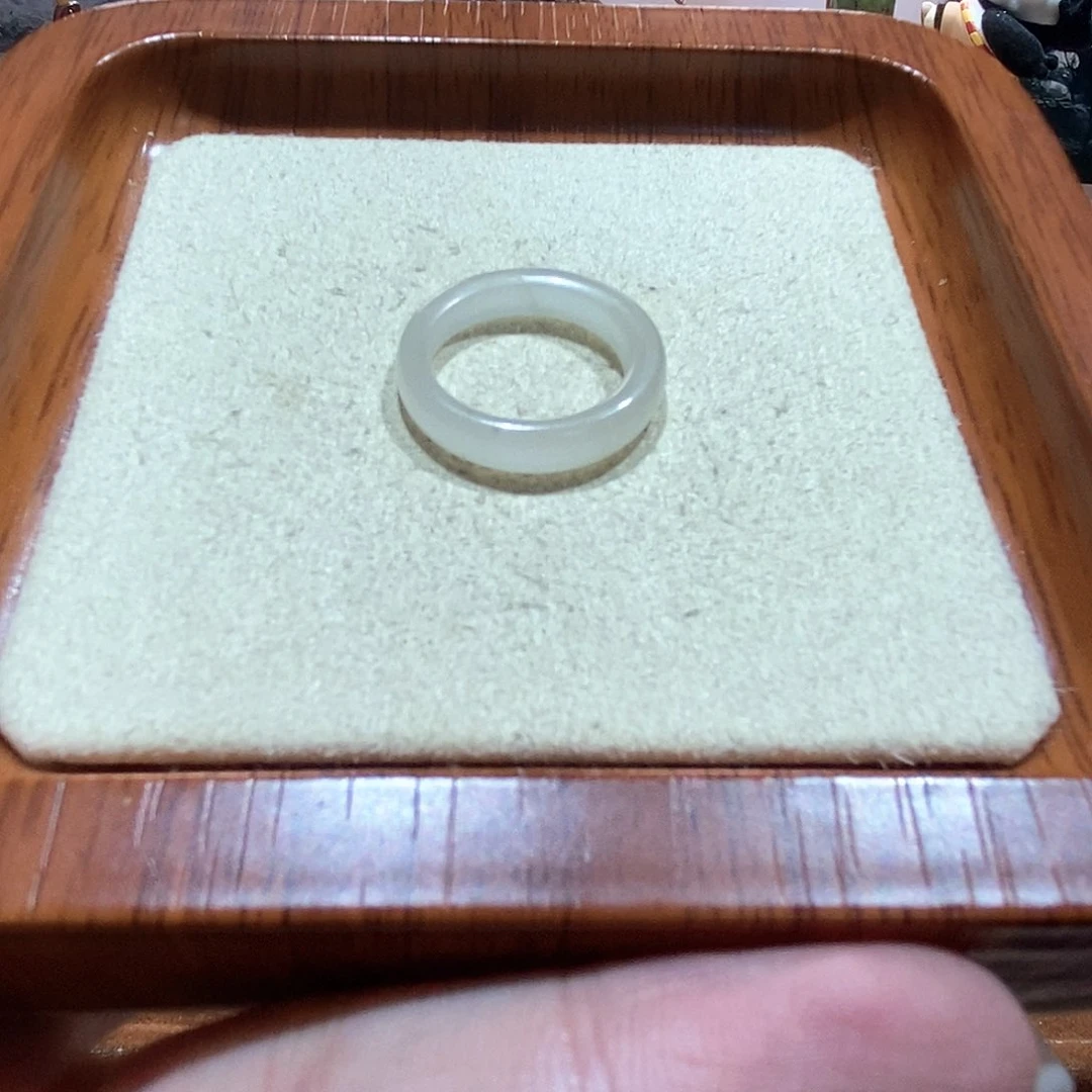 和田玉戒指未镶嵌晴水圆切10-11号