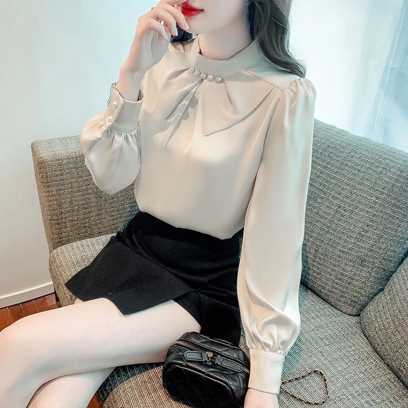 泡泡袖雪纺衬衫春季2025新款女装别致漂亮小衫气质高级感长袖上衣