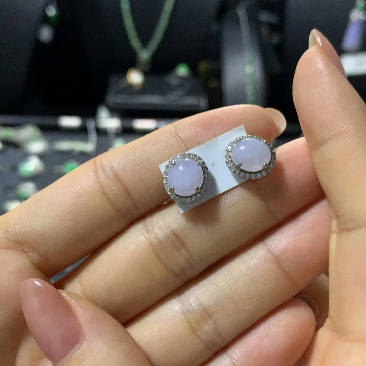 银S925镶嵌翡翠耳饰