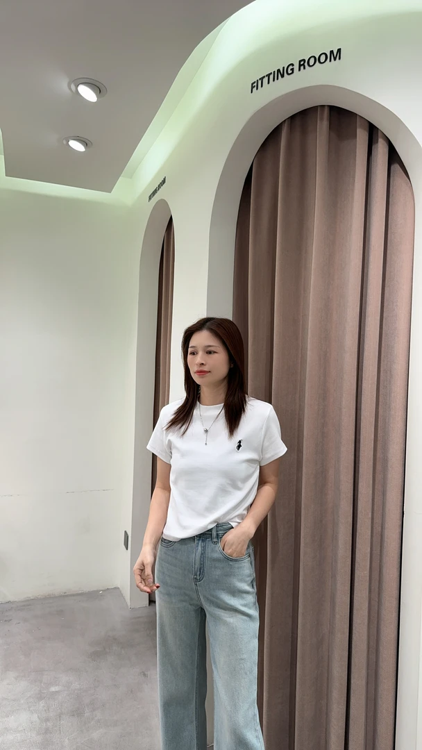 萱萱【小马T】新款正肩上衣刺绣小马绵软弹力短袖560653 022302