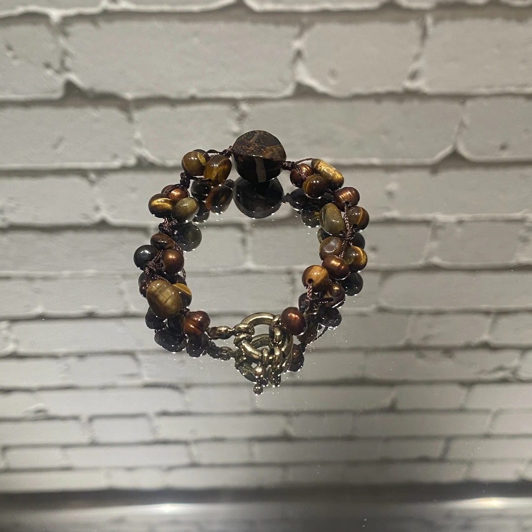 铜合金莫桑石手链 【雾海】复古小众手链手工镶嵌手链10353