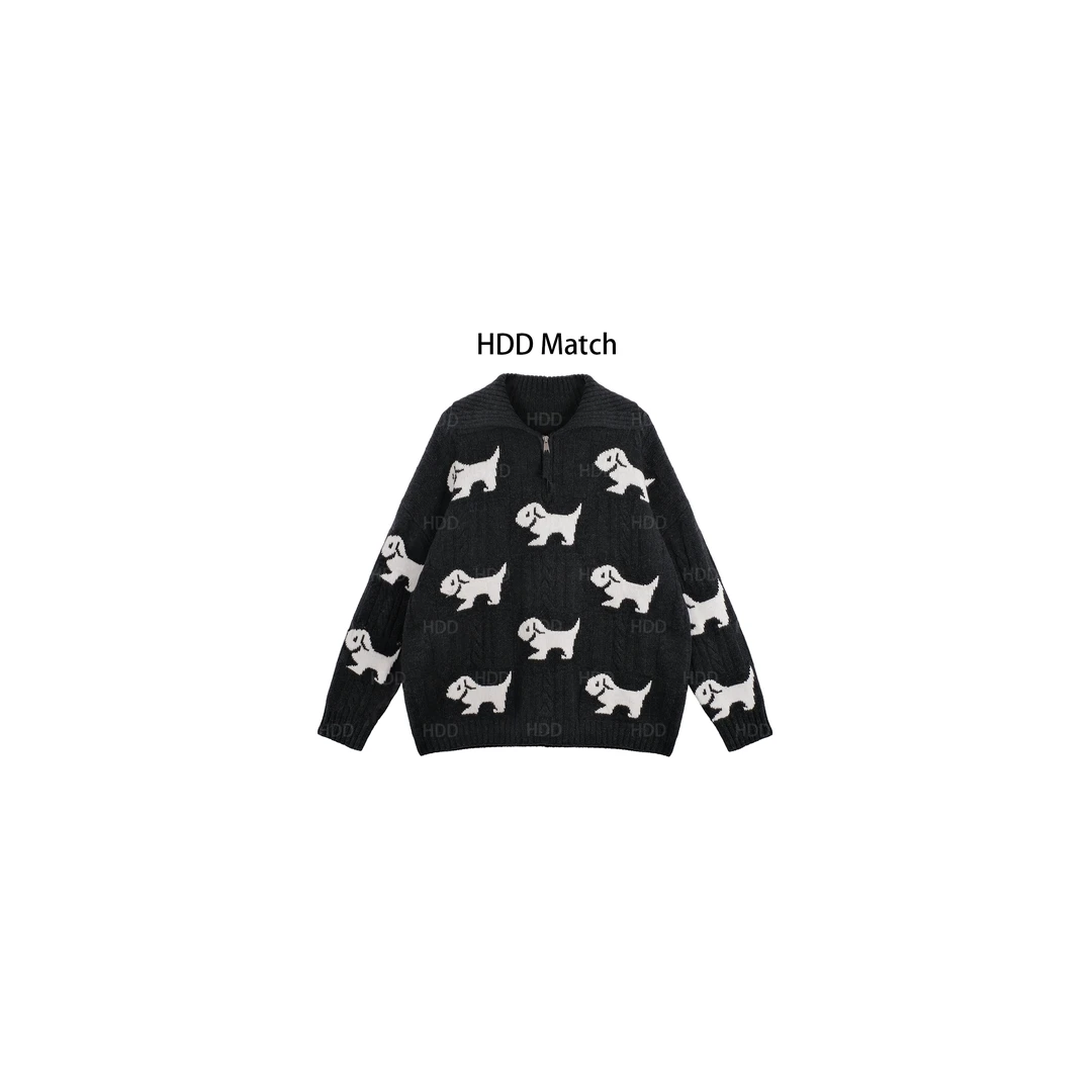 HDD Clothing "小 狗"早春针织女款气质小众定制开衫毛衣 Y6993