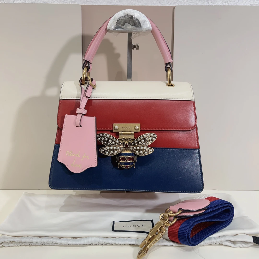 95新 GUCCI/古驰 gucci古驰玛格丽特蜜蜂手提斜挎包cj6112