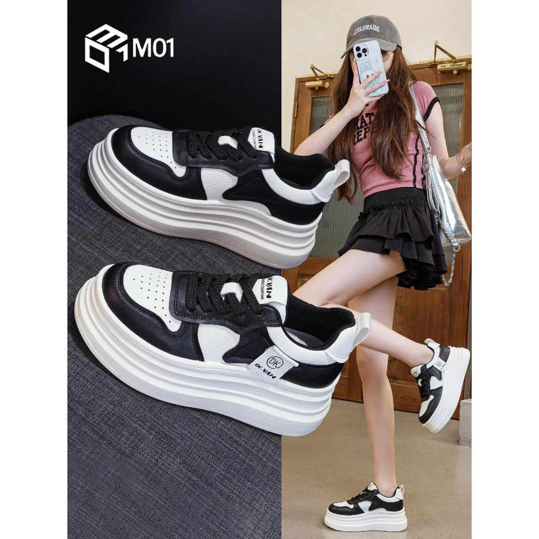 M01增高小白鞋女款2025新款秋季时尚运动鞋百搭学生厚底休闲板鞋