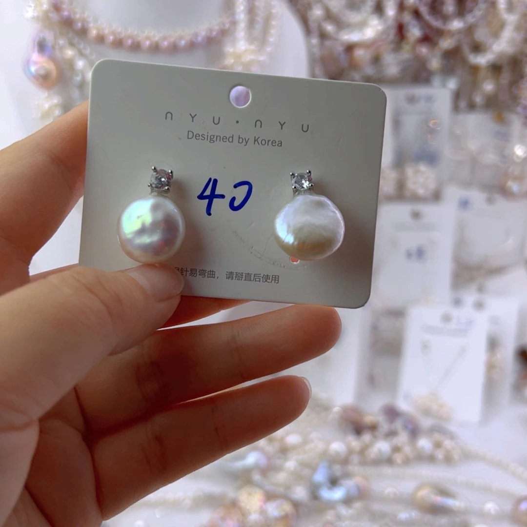 合金淡水珍珠耳饰
